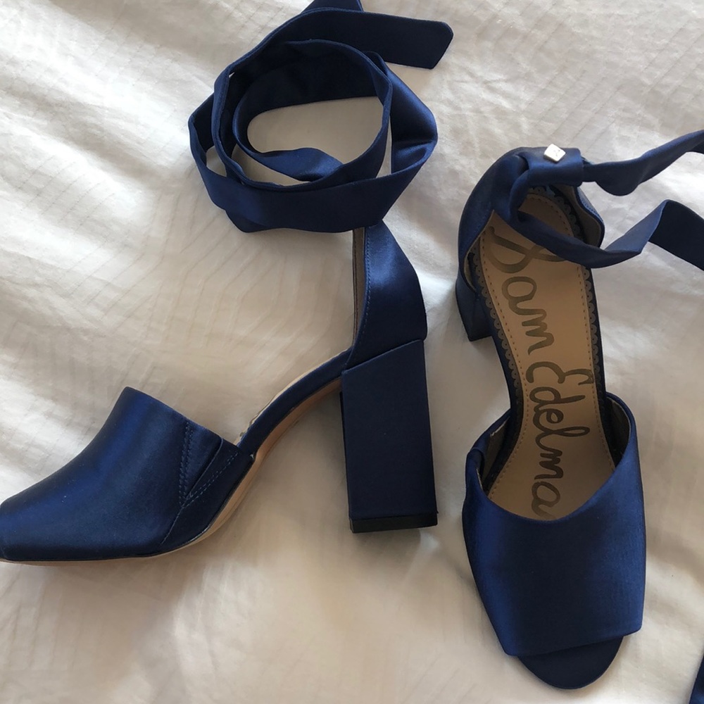 Satin block heel